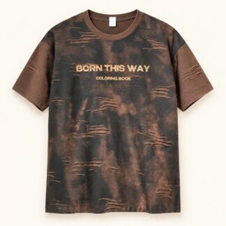 Brown Born This Way Distressed Tee