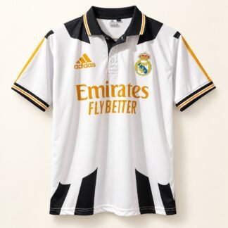 White Gold Madrid Football Polo