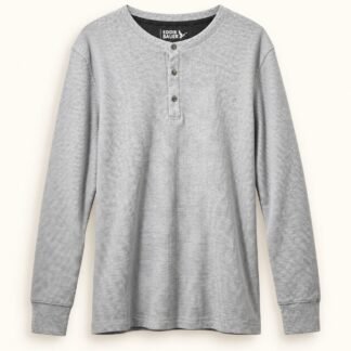 Light Grey Waffle Henley Long Sleeve