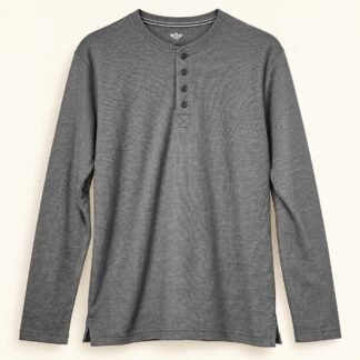 Charcoal Four Button Henley Long Sleeve