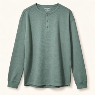 Sage Waffle Henley Long Sleeve