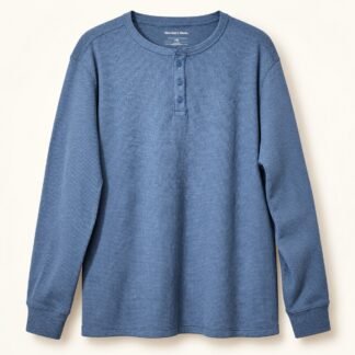 Blue Waffle Henley Long Sleeve