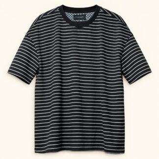 Black Fine Stripe Relaxed Tee