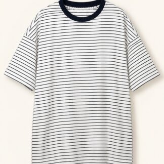 White Fine Stripe Relaxed Tee